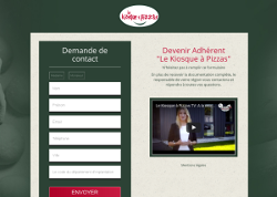 Page formulaire Kiosque à pizzas pour collecter des leads et alimenter base de données